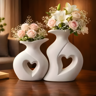 Modern White Ceramic Decorative Vase Set for Home