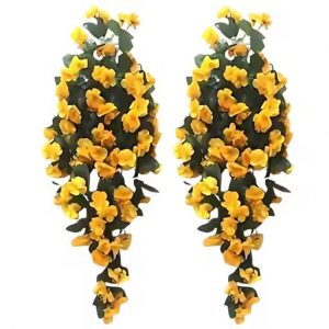 Artificial Yellow Bougainvillea Vine with Green Leaves