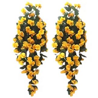 Artificial Yellow Bougainvillea Vine with Green Leaves