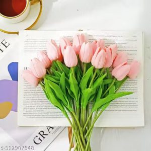Artificial Light Pink Tulip Flowers ( Pack Of 6 )