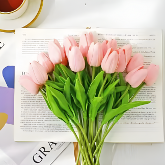Artificial Light Pink Tulip Flowers ( Pack Of 6 )