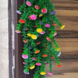 Artificial hanging plant with multicolor flowers