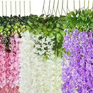 Artificial Vine Fake Pink, Purple & White Wisteria Hanging Garlands