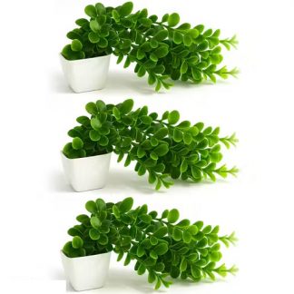 3 Artificial Trailing/Hanging Green Plants in White Pots